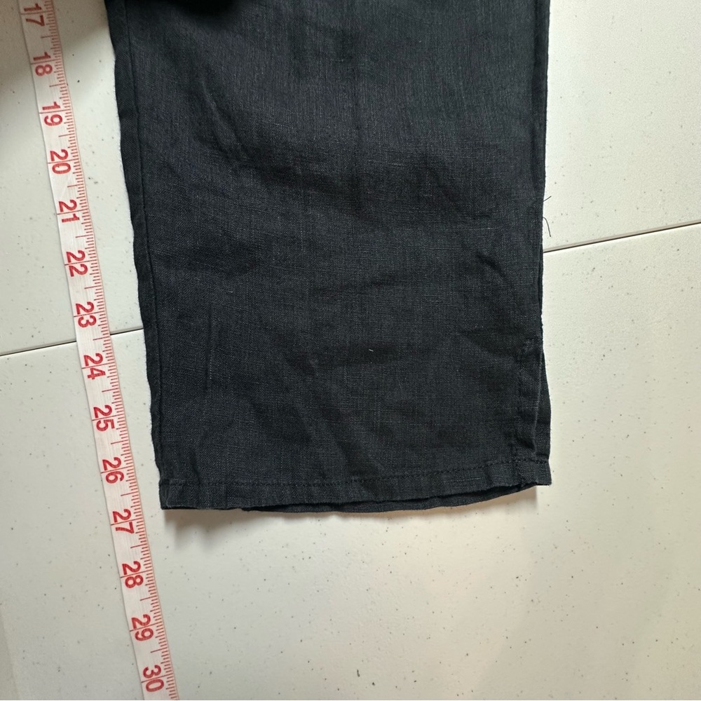 Flax Womens Linen Wide Leg Cropped M Black Lagenlook Beach Sustainable - Picture 13 of 14